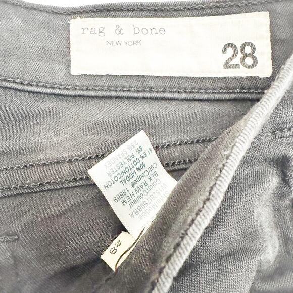 Rag & Bone Ankle Skinny Black Raw Hem Charcoal Denim Jeans Size 28 - Picture 7 of 9